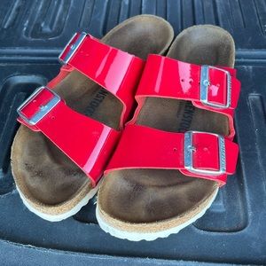 Birkenstock size 38 shiny red
